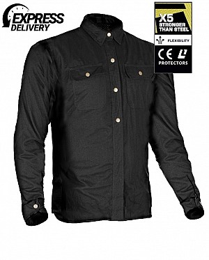 Kevlar Shirt Full Black Ce 17092:2020 Flannel Motorcycle Shirt - Mcv
