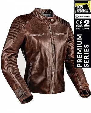 Lady Bandit 92x Distressed Brown Goat Nappa Ce Premium Motorcycle Leather Jacket