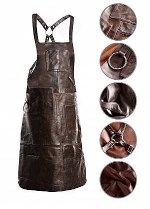 Premium Leather Apron Grill / Bbq / Barista / Chef / Hairdresser Apron Brown Vintage