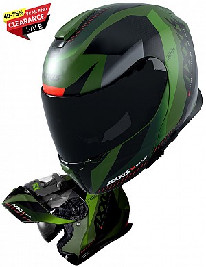 Axxis Gecko Sv Shield F6 Matt Green Flip Up Motorcycle Helmet