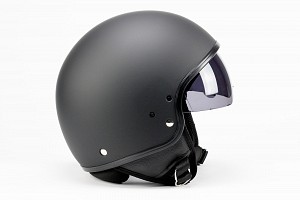 Bno Jet 7 Retro Matt Black Sun Visor Jet Motorcycle Helmet