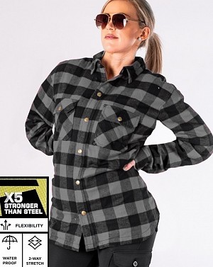 Lady Flanell Ce Approved Premium Gray Waterproof Motorcycle Shirt