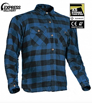 Kevlar Shirt Blue Dark Blue Ce 17092:2020 Flannel Motorcycle Shirt - Mcv