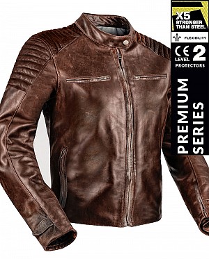 Bandit 92x Distressed Brown Goat Nappa Ce Premium Motorcycle Leather Jacket