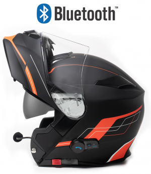 Bluetooth Blinc V5 Fosh Orange Matte Stereo Motorcycle Helmet