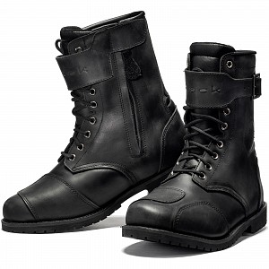Black Heritage Ce-level 2 Leather Wp Alive Vintage Motorcycle Boots