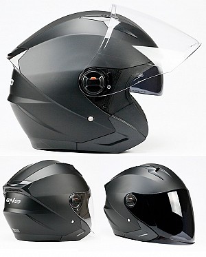 Bno Jet 9 Black Matt Sun Visor Jet Motorcycle Helmet