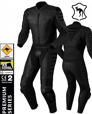 Kangaroo Premium Fx Black 2-piece Motorcycle Leather Stand