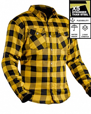 Flanell Premium Ce 17092:2020 Yellow Waterproof Motorcycle Shirt - Mcv