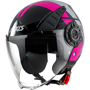 Axxis Of513 Metro Cool B8 Pink Fluor Brillo Gloss Jet Motorcycle Helmet