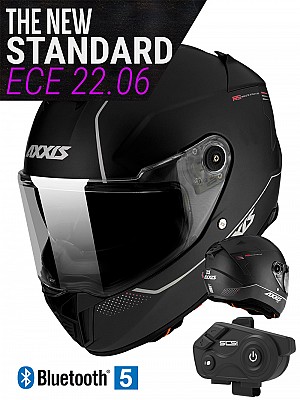 Ece 22-06 Bluetooth Axxis Hawk Matt Black Sunvisor Mc Helmet