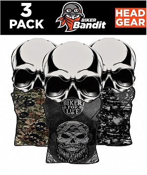3-pack Biker Bandit Skull Pack Hd Bandanna Neck Tube NackvÄrmare Balaclava