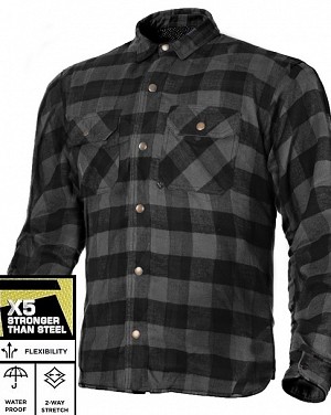 Flannel Premium Ce 17092:2020 Gray Waterproof Motorcycle Shirt