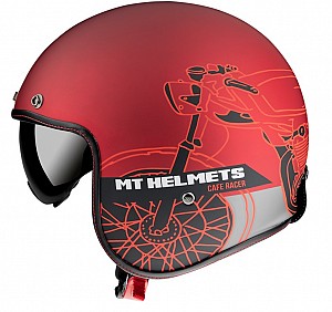 Mt Of507sv Le Mans 2 Sv Cafe Racer B5 Matte Red Jet Helmet