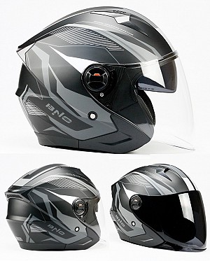 Bno Jet 9 Gray Matt Sun Visor Jet Motorcycle Helmet