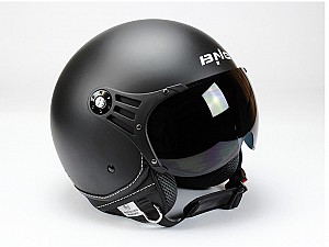 Bno Pilot Open Face Matte Black Jet Motorcycle Helmet Op01-m