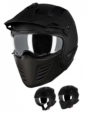 Dual Moto Predator 726x Matte Black Motorcycle / Cross Helmet
