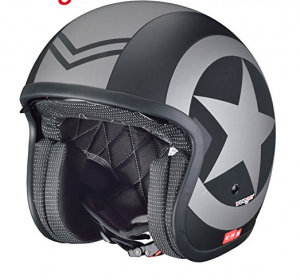 Jet Rc590 Black Star Sun Visor Jet Motorcycle Helmet