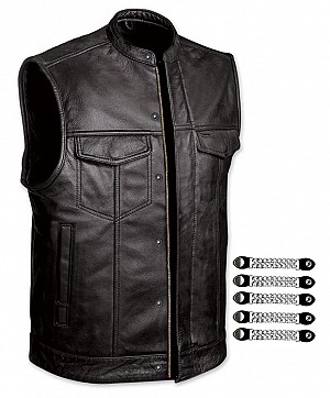Premium Classico Fullbody Dual Zip / Chain Vest Leather Vest