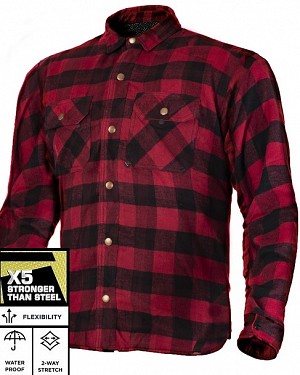 Flanell Ce 17092:2020 Premium Red Classic Waterproof Motorcycle Shirt